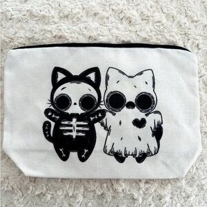 Cute Cat Skeleton and Ghost cosmetic bag